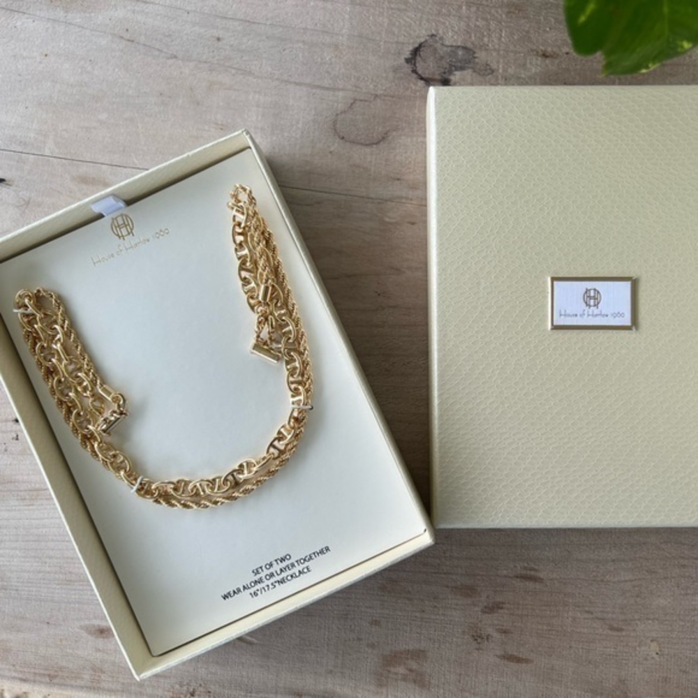 NEW House of Harlow 1960 Double Strand Chain Link Necklace
